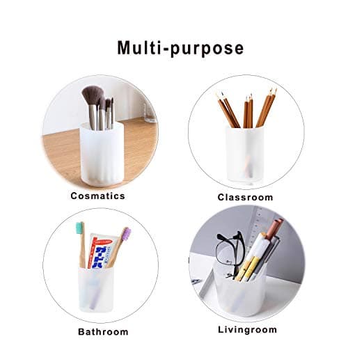 Marbrasse Desk Organizer - 6Pcs Pen Holder Cup Storage,Pen Organizer Stationery Caddy for Office, School, Home Supplies Translucent White 3