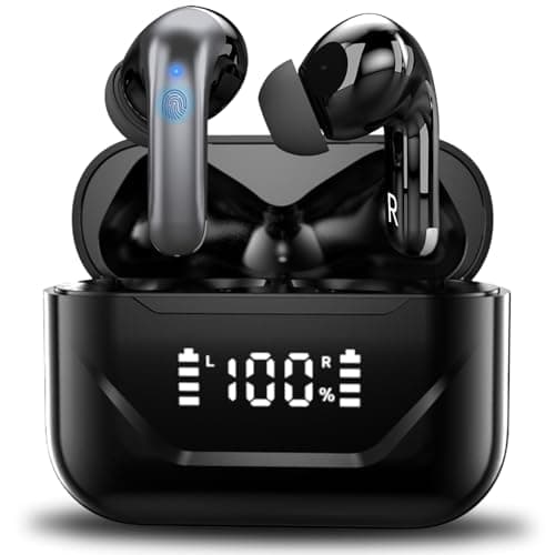 Wireless Earbuds Bluetooth 5.4 Headphones Bass Stereo, IPX5 in-Ear Earphones with 25 dB ENC Noise Canceling Mic, 45H Playtime LED Display USB-C Wireless Ear Buds, Smart Touch Control, for Android iOS