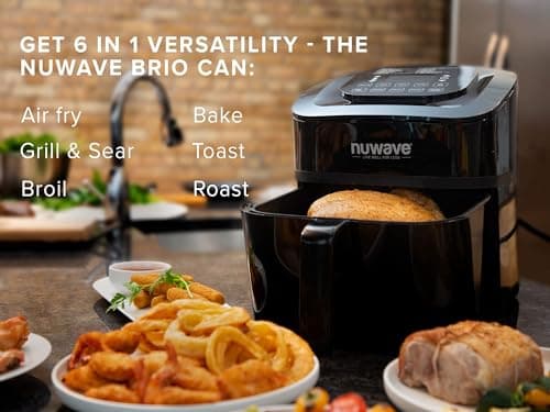 NUWAVE Brio 7-in-1 Air Fryer Oven, 7.25-Quart with One-Touch Digital Controls, Non-Stick Air Circulation Riser & Reversible Rack Included 7