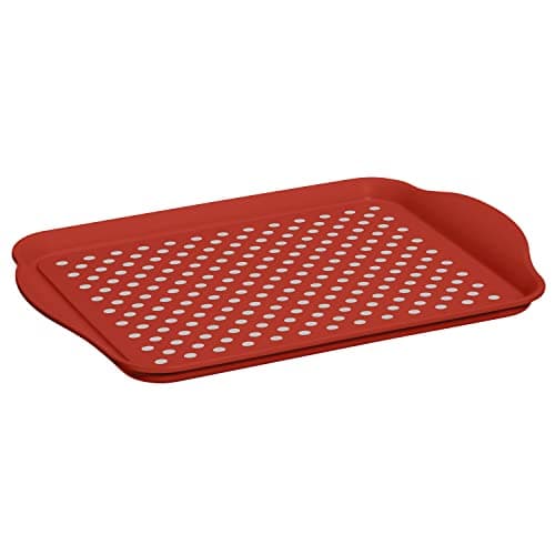 Oggi Anti Slip Serving Tray with Handles- Red Rectangle Tray - Ideal for Eating, Breakfast, Food, Appetizers, Serving, 5504.2, 17.5x11.5''