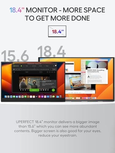 UPERFECT Portable Monitor 18.4-inch 4K 60HZ 10 Bit w/VESA & Stand 180° Adjustable Ultra-Slim & Lightweight Frameless FHD FreeSync IPS HDR Gaming Display, Travel Second Monitor for Laptop 4