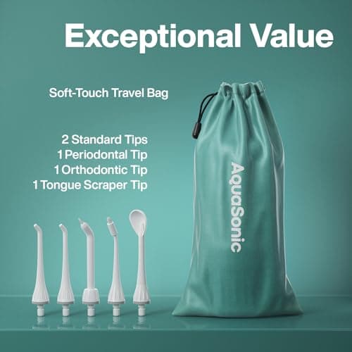 AquaSonic Water Flosser - Cordless Rechargeable Water Flossers for Teeth Cleaning - Waterproof Aqua Flosser, Portable Oral Irrigator for Dental Cleaning with 5 Jet Tips – Braces Home Travel 5