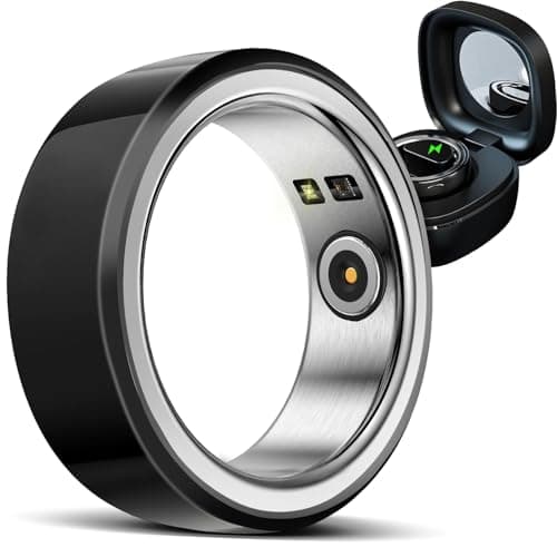 Dulutuxe Smart Ring Fitness Tracker, Health Sleep Heart Rate Blood Oxygen Tracker Smart Ring, Waterproof Bluetooth Tracker Rings (Black1, 10)