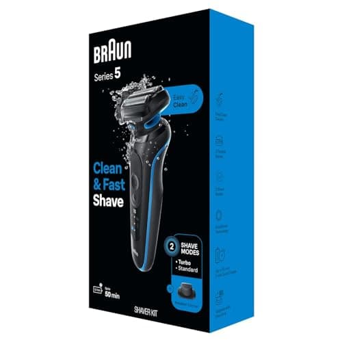 Braun Electric Shaver for Men, Series 5 5118s, Waterproof, Wet & Dry Shave, Turbo Shaving Mode, Foil Shaver with Precision Trimmer, Battery Powered, 50 Minute Battery Runtime 9
