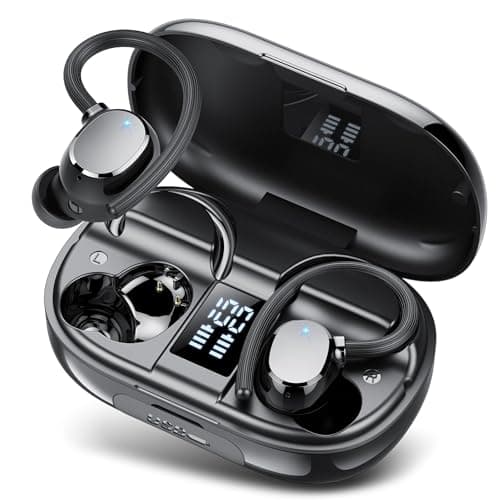 Ear Buds Wireless Bluetooth Earbuds Sport 2026 New Bluetooth 5.3 Headphones with LED Display 128H Playtime Powerful Bass Over Ear Earphones with Earhooks IP7 Waterproof for Gym/Running/Workout
