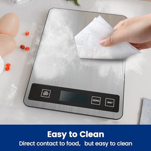 【33 lb & USB Rechargeable】 Digital Kitchen Food Scale Kitchen Scale, Stainless Steel Digital Weight Grams and Oz, Baking and Cooking, 0.1oz/1g Precise, 6 Weight Units (B1) 8