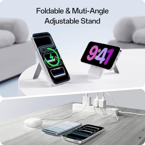 iWALK Qi2 Certified 15W Magnetic Wireless Power Bank, 10000mAh Portable Charger with Adjustable Stand & LED Display, Fast Charging for iPhone 16/15/14/13/12 Pro/Pro Max/Plus/Mini 4