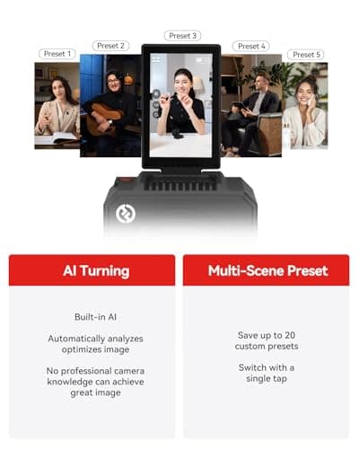 Hollyland VenusLiv Air Live Streaming Camera,1/1.3" CMOS/F1.05 Custom Lens,4K30p/UVC/HDMI Video Output,Built for 24/7 Streaming,AI Tuning/Green Screen/Image Overlay/Skin Beauty/Color Correction 5