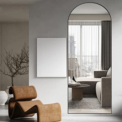 NEUWEABY Full Length Mirror 64"x21" Arch Floor Mirror with Stand Arched Mirror Full Body Mirror Black Standing Hanging or Leaning Against Wall for Bedroom Entry, Bedroom, Living Room 5