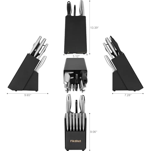 FIKSHOT Kitchen Knife Set, Including Knife Block Set and Sharpener - Made of High Carbon Steel, Rust-Resistant, Ergonomic Handle, Suitable for Cooking, Grilling and Gifting 7
