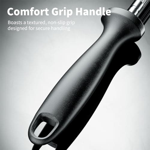 Knife Sharpener Rod, 13 Inch Carbon Steel Honing Steel for Kitchen Knives, Professional Magnetized Sharpening Stick with Nickel-Chrome Plating, Easy Grip Tool for Chef Knives 6