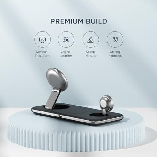 Satechi Qi2 Trio Wireless Charging Pad, 3 in 1 Wireless Charging Station, Qi2 15W Fast Charger for iPhone 17/16/15/14/13/12, 5W for AirPods and 5W for Apple Watch 6