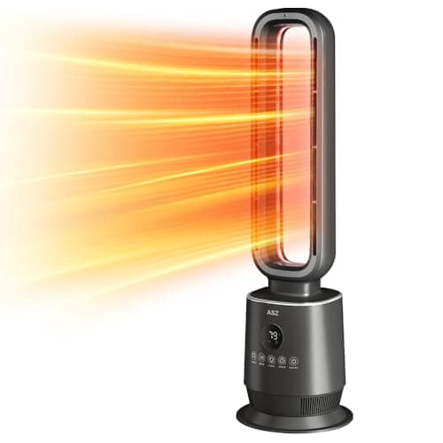 ASZ Tower Space Heater Bladeless with Thermostat- Oscillating Digital Ceramic Heaters for Indoor Home with Adjustable Thermostat, Timer and Remote Control, 32 Inches, 1500W (Grey)