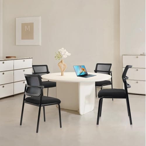 CLATINA Stacking Armless Office Chair with Adjustable Backrest, Stackable Mesh Guest Reception Desk Chairs with Ergonomic Lumbar Support for Conference Waiting Room Lobby Side School, Black, 1 Pack 9