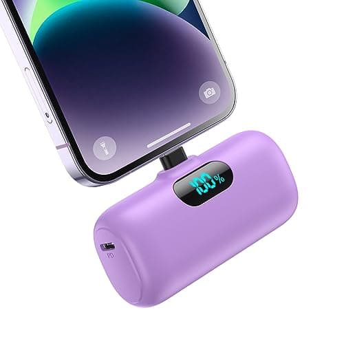 Feob Small Portable Charger for iPhone,Upgraded 5000mAh PD Fast Charging Power Bank,Mini Battery Pack Backup Charger Compatible with iPhone 14/14 Pro Max/13/13 Pro/12 Pro/11/XS/XR/X/8/7/6-Purple