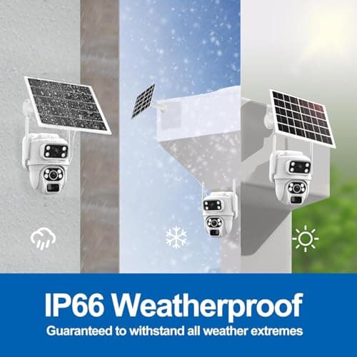 CowWolf No WiFi Security Camera, 4G LTE Cellular Security Camera, 2K Solar Cellular Cam HD Dual Lens 360° Pan Tilt, Color Night Vision, PIR Motion Detection, IP66 Waterproof with Pre-Installed SIM 9