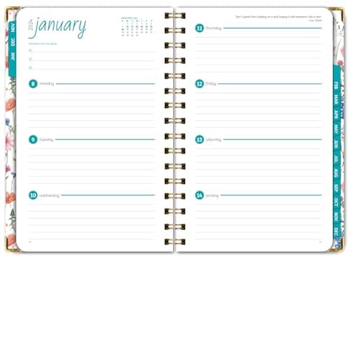 HARDCOVER 2024 Planner: (November 2023 Through December 2024) 5.5"x8" Daily Weekly Monthly Planner Yearly Agenda. Bookmark, Pocket Folder and Sticky Note Set (Colorful Botanicals) 6