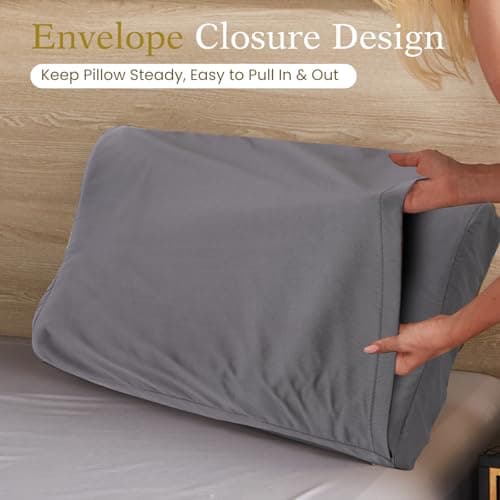 Contour Pillowcase- Rayon Derived from Bamboo Cooling Contour Cervical Neck Pillow Case Cover- Breathable Silky Soft Pillowcase for Hot Sleepers,24 x14 x5/3.7 Inches 1 Piece Dark Grey 5