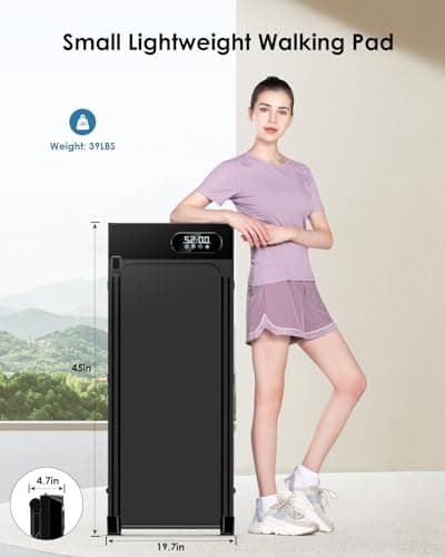 HomeFitnessCode Walking Pad, 5MPH Under Desk Portable Treadmill for Home & Office, 38.5"×15.2" Running Belt, Quiet<45dB, Remote Control, 300 LBS Capacity, Black 8