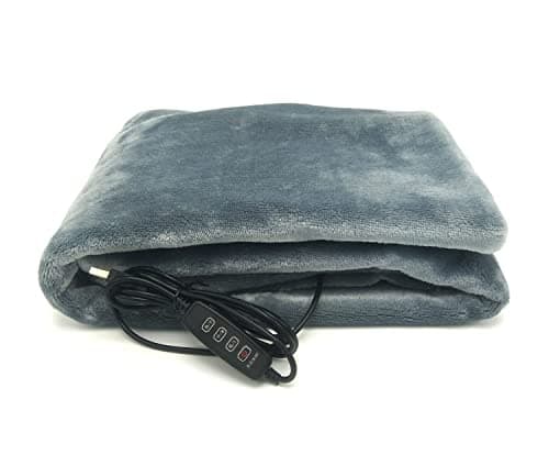TOHMR USB Heated Blanket/Shawl/Throws, 35"X23" Flannel Heating Cushion Pad Blanket for All Occasions Including Outdoor - 3 Heat Settings and 3-Hour Auto-Off (Gray) AA