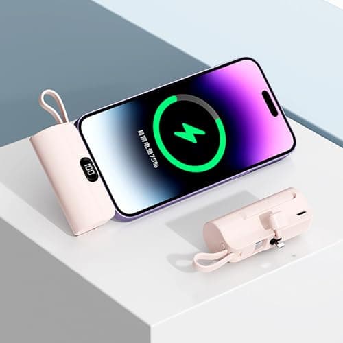 CooLuzer Mini Power Bank,Capsule Power Phone Charger 5500mAh,Portable Charger with Dual USB-C Ports for iPhone 17/16/15/15 plus/15 pro/15 pro Max/Android Phone/Samsung/Moto/LG etc (Pink) 6