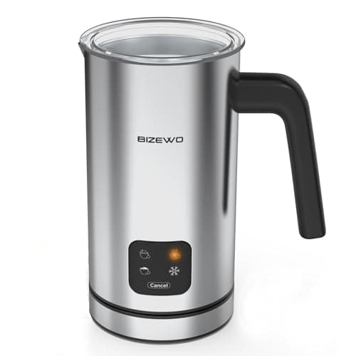 BIZEWO Milk Frother Electric, Warm and Cold Milk Steamer, 4 IN 1 Automatic Milk Warmer Stainless Steel with Touch Screen for Coffee, Latte, Macchiato, Cappuccino, Hot Chocolate 8