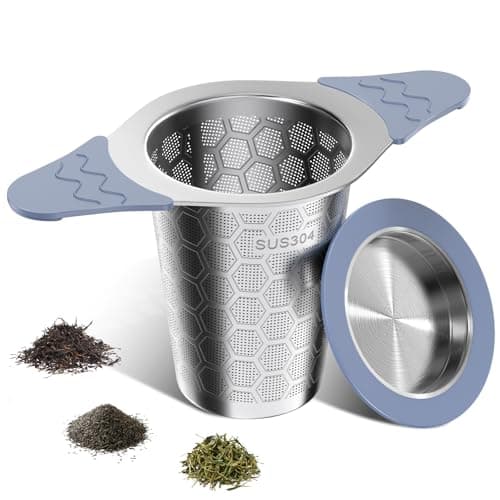 CTIANWXY Tea Infuser for Loose Leaf Tea,Stainless Steel Tea Infuser with Heat Proof Silicone Handles,Extra Fine Mesh Tea Strainers Filter Fine Tea Leaves Effectively,Fits TeaPots/Mugs