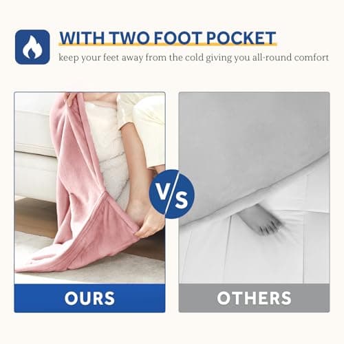 Sealy Electric Blanket Wearable with Foot Pocket, Electric Snuggle Blanket with Sleeves, Flannel & Sherpa Heating Throw with 6 Heat Settings & 2-10 Hours Auto Shut Off, 50 * 70"+18", Pink 8