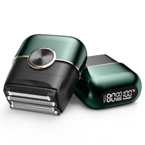 Electric Foil Shavers for Men: Mini Electric Razor with 4 Floating Blades & Big LED Display - Foil Shaver for Men with 2 Gears Adjustable - Face Shaver with IPX7 Waterproof,USB Type C (Ink Green)