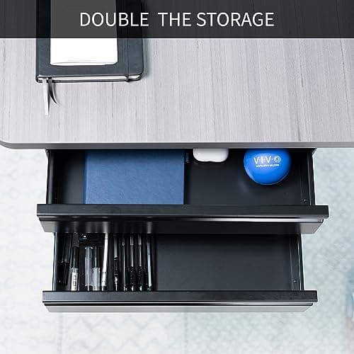 VIVO 16 inch Slide Out Dual Tier Desk Drawer, Under Desk 2 Layer Storage, Black, DESK-DR02 8