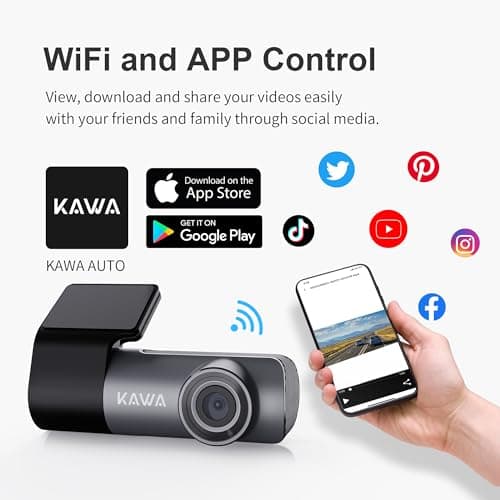 KAWA Dash Cam 2K, Mini Front Dash Camera for Cars, Smart Voice Control, 1296P QHD, Built in WiFi, 24H Parking Mode, Loop Recording, G-Sensor, Night Vision, iOS/Android Mobile App, Support 256GB Max 5