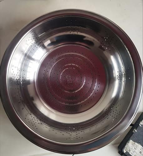 Honbuty 4-1 Colander with Mixing Bowl Set - Food Strainers and Colanders for Kitchen, Pasta Rice Strainer, Fruit and Veggie Wash, Rotatable Kitchen Colander Strainer Bowl (Beige)