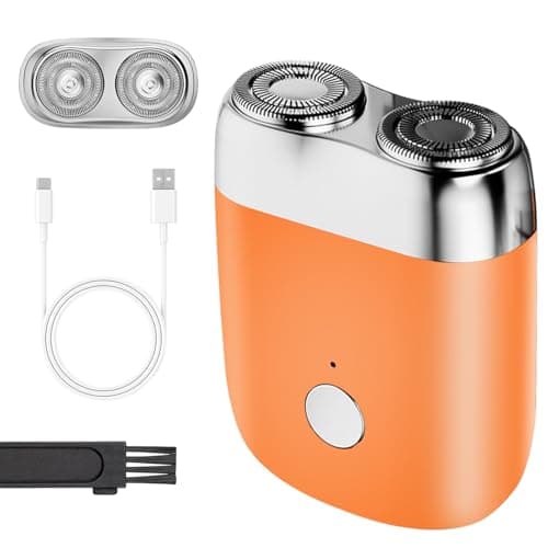 New Model Mini Dual-Head Electric Shaver, Upgrade Pocket Shaver, Washable Double Head Razor, Mini Portable Razor, Rechargeable Waterproof Electric for Men (Orange)