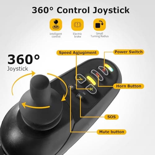 Adult Electric Wheelchair Lightweight Foldable Transport Chair Ultra Lightweight Folding (Only 48 lbs) 20+ Km Travel Distance (Black) for Limited Mobility 6