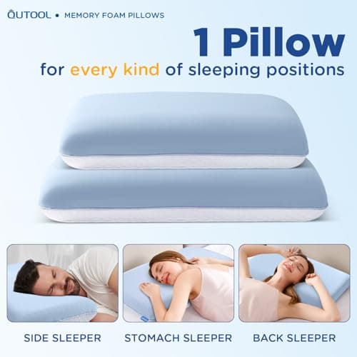 Gel Memory Foam Pillows, Cooling Pillow for Side Back Sleeper, Contour Pillow for Neck and Shoulder Pain, Firm Soft Ergonomic Pillow with Washable Cover, Standard Size 6