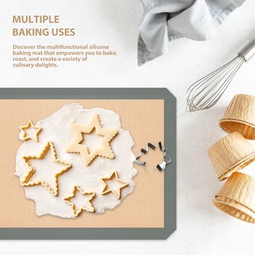 Silicone Baking Mat, Reusable Silicone Oven Baking Sheet, Heat Resistant Nonstick Food Safe Baking Mat for Cookie, Bread, Pastry (Pack of 3) (Gray) 6