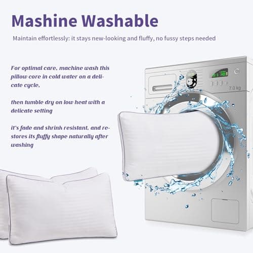 SLEEPDIARY King Size Pillows Set of 2,Hotel-Quality Bed Pillows with Zipper for Adjustable Loft, Machine Washable, Down Alternative Filling for Back, Side & Stomach Sleepers, White 8