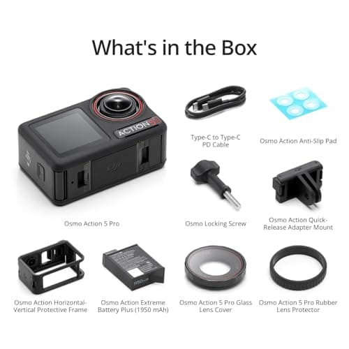 DJI Osmo Action 5 Pro Essential Combo, Waterproof Action Camera with 1/1.3" Sensor, 4K/120fps Video, Subject Tracking, Stabilization, Dual OLED Touchscreens, Ideal for Sports, Vlog 5