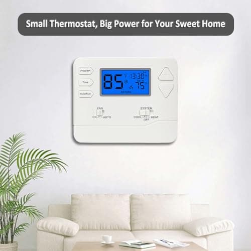 Programmable Thermostat for Home,Conventional Single-Stage Systems,5-1-1 Day Programmable Digital Energy-Saving Thermostat,up to 1 Heat/1 Cool Compatible with Gas System,Blue Backlight 7