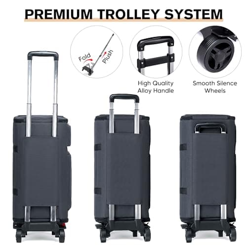 Vessgra Rolling Garment Bags for Travel, Garment Bag with Wheels, Convertible Garment Duffel bag, Carry On Garment Bag with Shoe Pouch, Rolling Duffel Bag with Detachable Trolley System-Dark Grey 6