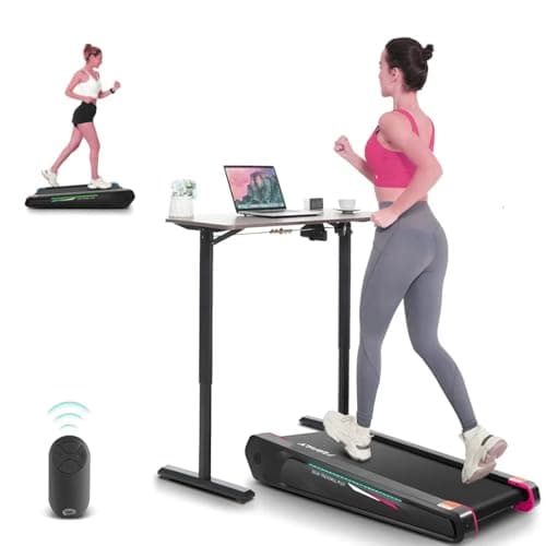 Smallest Walking Pad Treadmill with Incline 2.5HP Under Desk Treadmill, Small Treadmills for Home Office with 5% Incline | Smart Remote Control | LED Display | Cool Lighting | 300lbs Weight Capacity