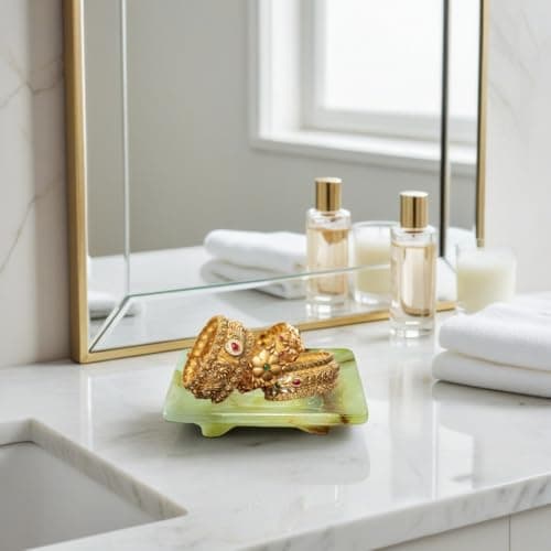 Luxury Handmade Green Calcite Crystal Soap Dish Holder with Drain for Bathroom and Shower, Best Bath Products & Sponge Tray for Kitchen & Housewarming Gifts. 6