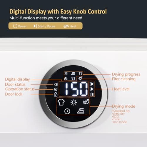 ROVSUN 17.8LBS Full-Automatic Washing Machine and 1.8CuFt Portable Clothes Dryer Set, Compact Laundry Washer and Dryer Combo Set with Stainless Steel Inner Tub, for Apartment, Dorm, Home 5