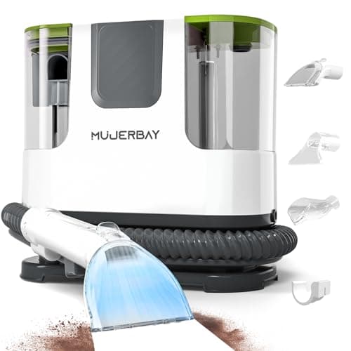 Upholstery Carpet Cleaner, MUJERBAY® 12Kpa Portable Spot and Stain Cleaner, Easy Move with Universal Wheels & Handle, 1.18-inch Deep Cleaning Machine for Couch, Stairs, Car and Pet Messes.Green