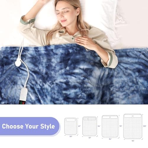 Cushious Electric Heated Blanket Throw 50''x60''Size Faux Fur Heating Blanket 10 Heating Settings, 1-8h Timer & Overheat Protection, Machine Washable, Soft Flannel and Sherpa Full Body Warmth 5