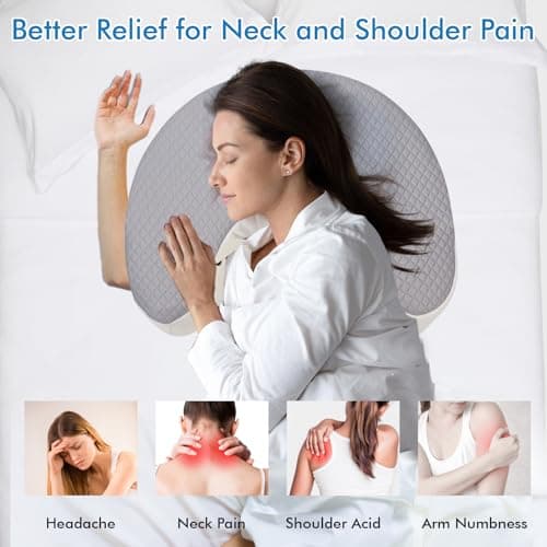 Side Sleeper Pillow for Adults, Ergonomic Memory Foam Pillow with Arm Hole for Neck, Rotator Cuff & Shoulder Pain Relief, Knee Pillow Between Legs, Shoulder Pillow Ideal for Left & Right Side Sleeper 8