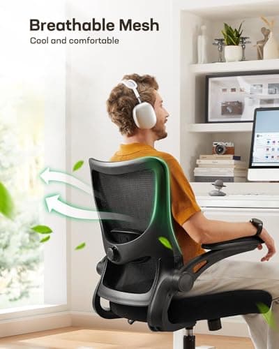 Marsail Drafting Chair, Tall Office Chair with 2D Lumbar Support, Standing Desk Chair with Padded Flip-Up Armrests & Adjustable Footrest Ring, Black 7