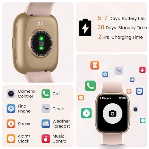 Smart Watch with Alexa Built-in, 1.83" HD Touchscreen Fitness Tracker with Bluetooth Calling, Fitness Watch with Heart Rate/Sleep Monitor/120+ Sports, IP68 Waterproof Smartwatch for Android iOS, Pink 7