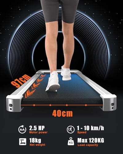 Gywowken Walking Pad Treadmill Under Desk, 2.5HP Portable Small Treadmill for Home Office, Flat Treadmills for Walking Running, Remote Control & Bluetooth Speaker, Pink 6