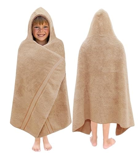 ORIGINAL KIDS Hooded Bath Towel Wrap - Ultra Soft 100% Cotton Terry Large Oversized Hooded Kids Towel - Toddler Big Kid Shower Pool Beach Towel - Absorbent Quick Dry Easy Care Gift - 30 x 54 - Linen
